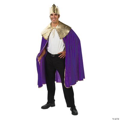 Men's Purple Wise Man's Cape with Crown Costume