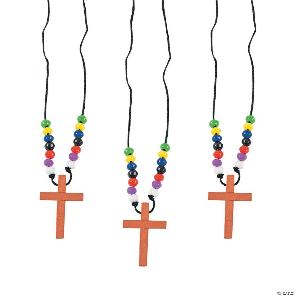 12 Pc 28" Colors of Faith Cross Necklaces