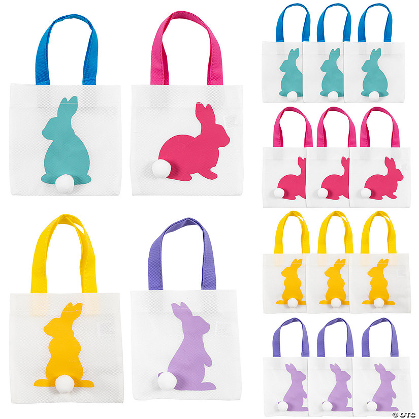 Mini Easter Bunny Silhouette Tote Bags | Oriental Trading