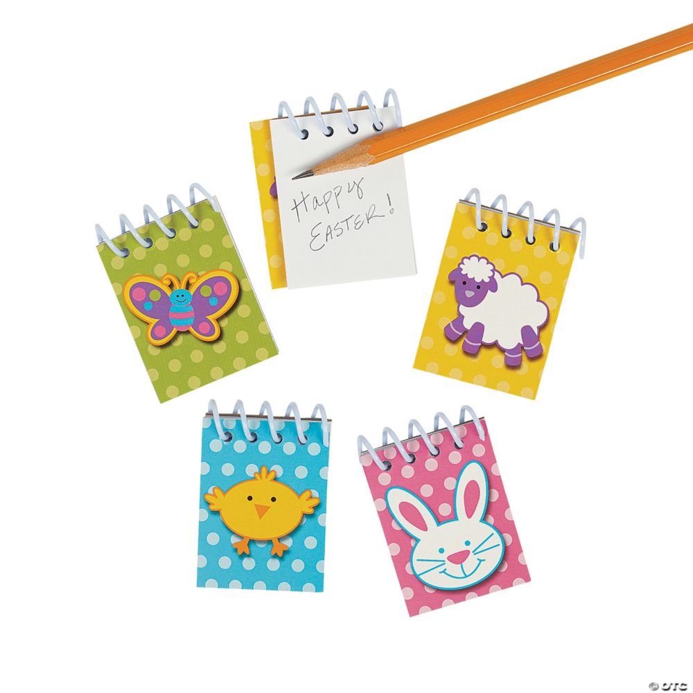 48 Pc Bulk Easter Mini Spiral Notepads 25 pgs