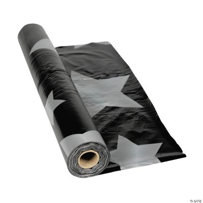 Silver Star Black Plastic Tablecloth Roll Oriental Trading