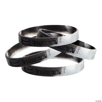 Black Congrats Grad Camouflage Rubber Bracelets Discontinued