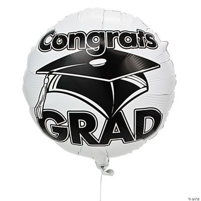 White Congrats Grad Mylar Balloons - Oriental Trading - Discontinued