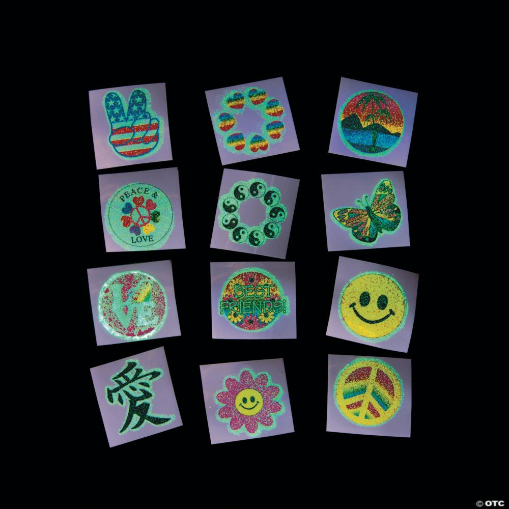72 Pc Bulk Everyday Glow-In-The-Dark Temporary Tattoos