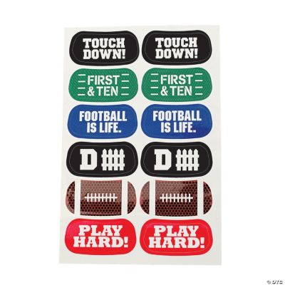 1 3/4 Football Face Temporary Tattoo Sheets Assortment - 6 Pc.