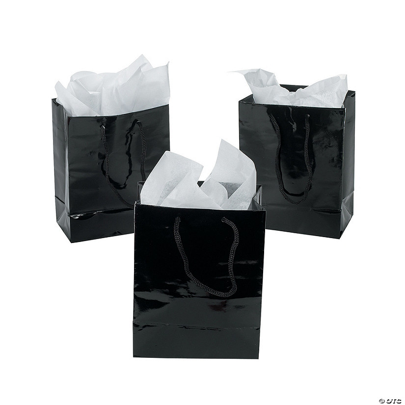 4-1/2 x 5-3/4 Small Black Paper Gift Bags - 12 Pc.