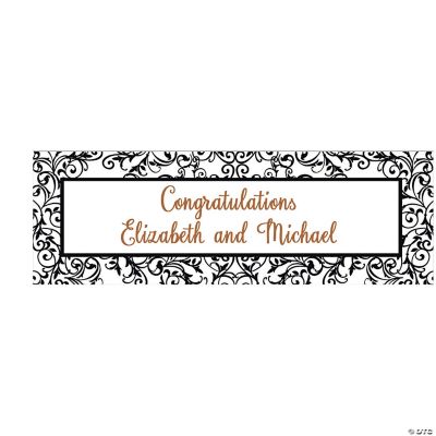 Black White Filigree Border Wedding Custom Banner Medium