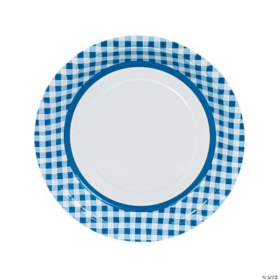 Blue Gingham Paper Dinner Plates Oriental Trading