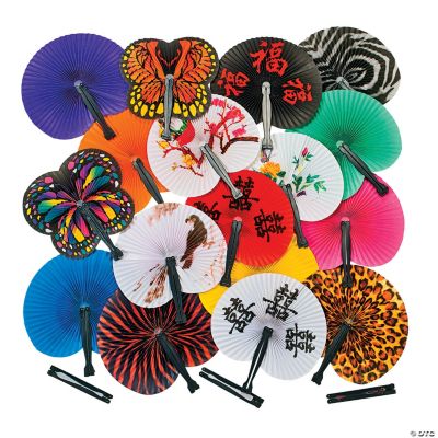 10" Bulk 144 Pc. Colorful Folding Paper Hand Fans Assortment
