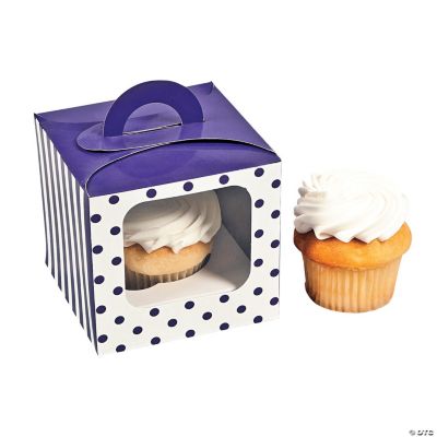 Purple Polka Dot Cupcake Boxes With Handle Oriental Trading 3775