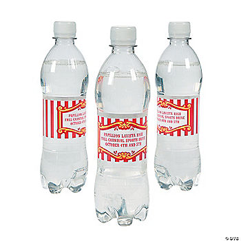 Circus Birthday Labels Fit on 16.9 oz water bottles Carnival Water Bottle Labels 25 count