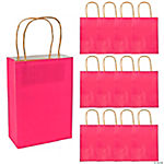 6 1/2 x 9 Medium Hot Pink Kraft Paper Gift Bags - 12 Pc.