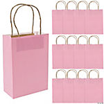 6 1/2 x 9 Medium Pink Kraft Paper Gift Bags - 12 Pc.