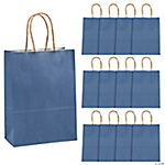 6 1/2 x 9 Medium Blue Kraft Paper Gift Bags - 12 Pc.