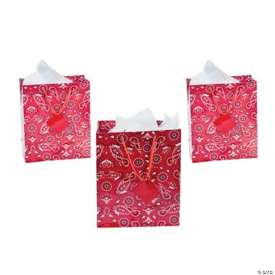 Medium Red Bandana Gift Bags with Tags