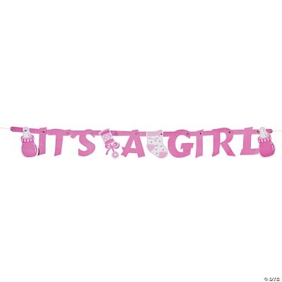 It S A Girl Pink Letter Cardboard Banner Oriental Trading