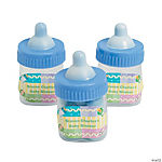 Personalized Blue Baby Bottle Favor Containers - 12 Pc.