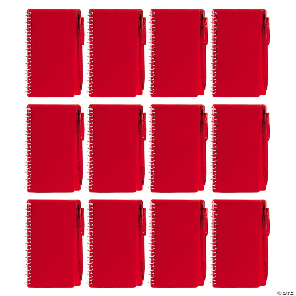 12 Pc Red Spiral Notebook & Pen Sets 60 pgs