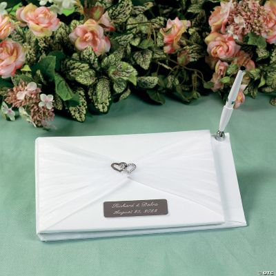 Personalized Two Hearts Wedding Guest Book Pen Set Oriental Trading