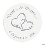Personalized Two Hearts Favor Stickers - 80 Pc.