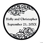 Personalized Black & White Wedding Favor Stickers - 80 Pc.