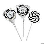 Personalized Black & White Swirl Lollipops - 24 Pc.