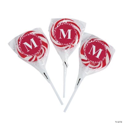 Personalized Red Monogram Swirl Lollipops - 24 Pc. | Oriental Trading