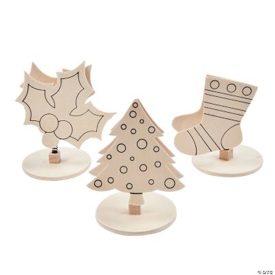 Color Your Own Unfinished Wood Christmas Photo Holders - Oriental Trading