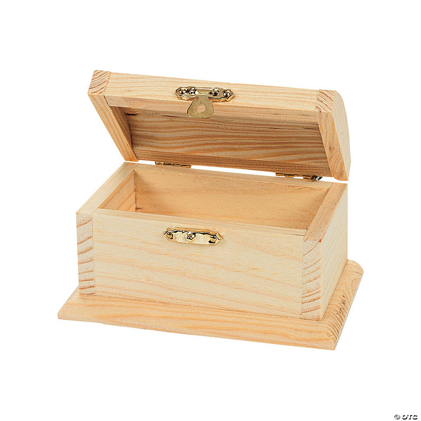 Wooden Treasure Chests Storage Pirate Boys Decorate Plain Trinket Box 