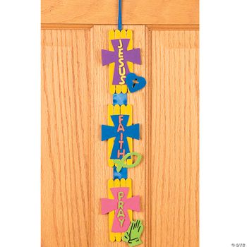“Jesus”, “Faith” &amp; “Pray” Ribbon Door Hanger Craft Kit - Discontinued