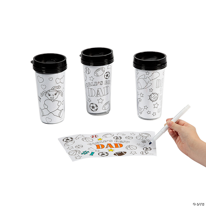 Color Your Own Dad Artist Travel Mugs - 6 Pc.