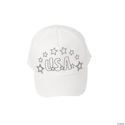 Color Your Own Patriotic Baseball Caps - 12 Pc.