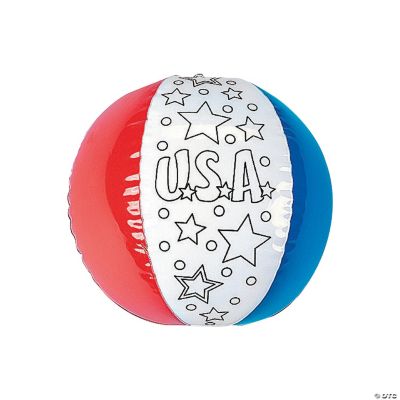 Inflatable 12 Color Your Own Patriotic Large Beach Balls