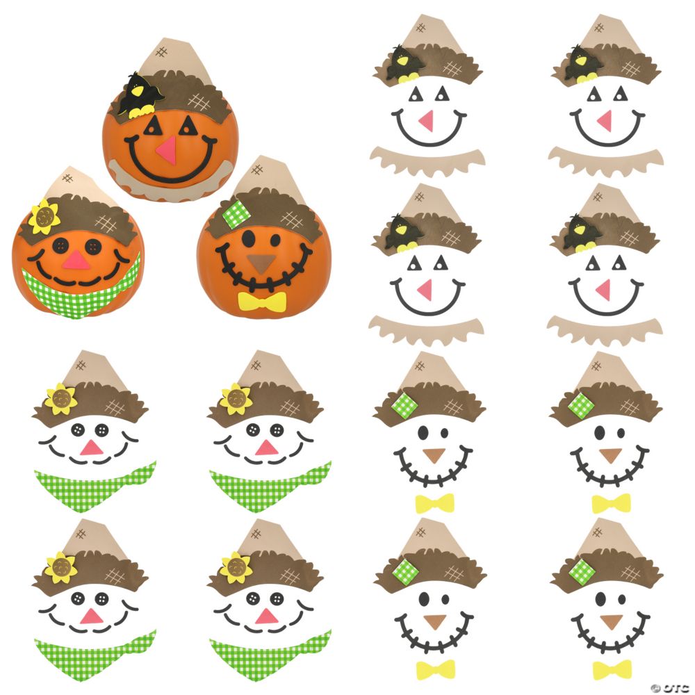 12 Pc 5" Scarecrow Pumpkin Decorating Craft Kit