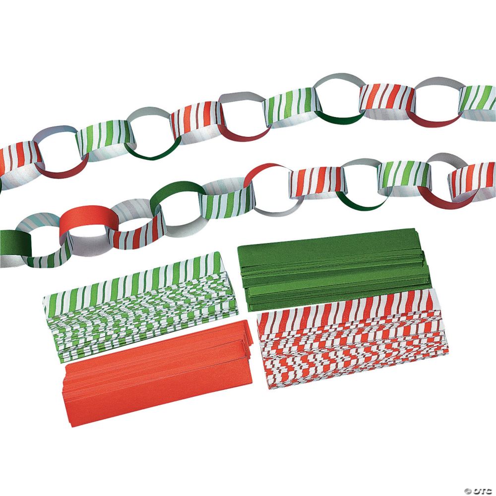500 Pc 7" Bulk Candy-Striped Paper Chains