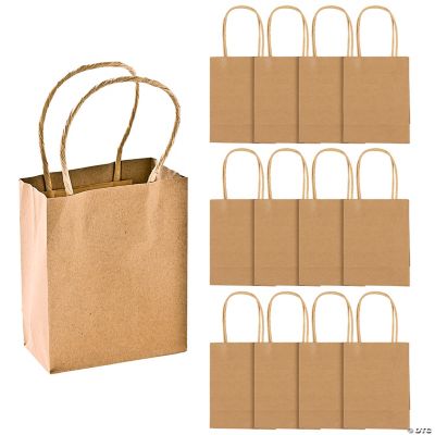 4 1/2 x 2 x 5 3/4 Small Brown Kraft Paper Gift Bags - 12 Pc.