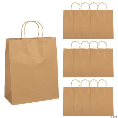 4 1/2 x 2 x 5 3/4 Small Brown Kraft Paper Gift Bags - 12 Pc