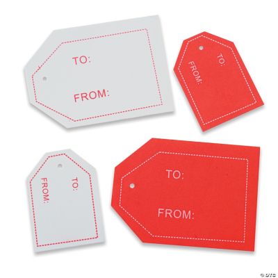  Jumbo Christmas Gift Tag Stickers 60 Count Modern Red