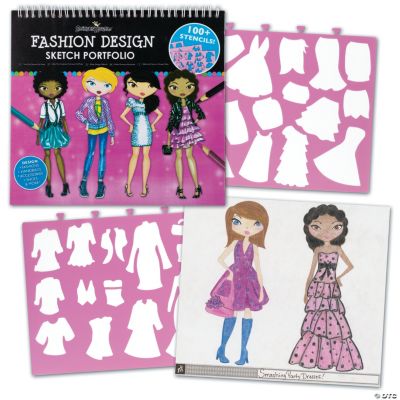 Fashion Angels Fashion Design Sketch Kit - Compact Portfolio Sketchbook for  Girls, Fashion Coloring Book for Kids Ages 6+ and Up, Comes with Stencils