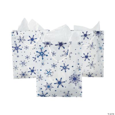 Large Clear Gift Bags with Snowflakes