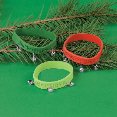 Christian Christmas Rubber Bracelets with Bells