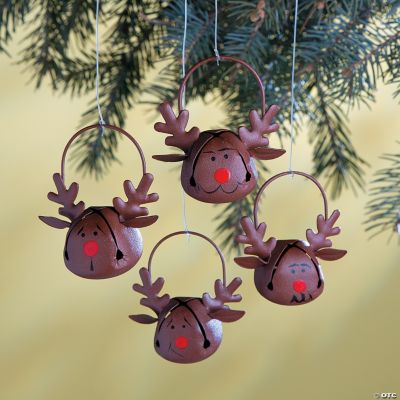 Jingle Bell Reindeer Christmas Ornaments  Home Decor  12 Pieces