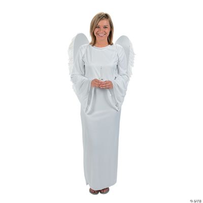 Adult Angel Costume with Angel Wings & Candle - Standard