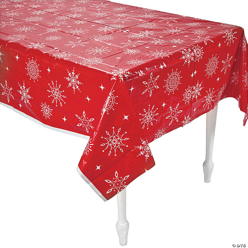Red & White Snowflake Plastic Tablecloth Discontinued