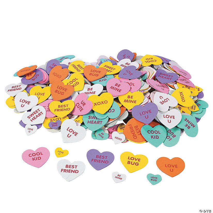 Valentine Conversation Self-Adhesive Foam Heart Stickers - 500 Pc