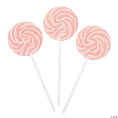 1 3/4 14 oz. Pink & White Swirl Strawberry Lollipops - 24 Pc.