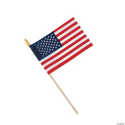 Small Cloth American Flags on Wooden Sticks - 6" x 4"
