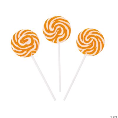 1 3/4 Bright Orange Swirl Orange Flavor Lollipops - 24 Pc.