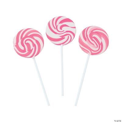 1 3/4 14 oz. Hot Pink & White Swirl Watermelon Lollipops - 24 Pc.