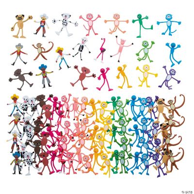 3 3/4" - 5 1/2" Bulk 96 Pc. Mega Vinyl Bendable Character Assortment